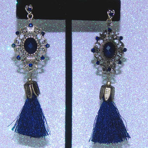 Gold and Navy Blue Tassels earrings